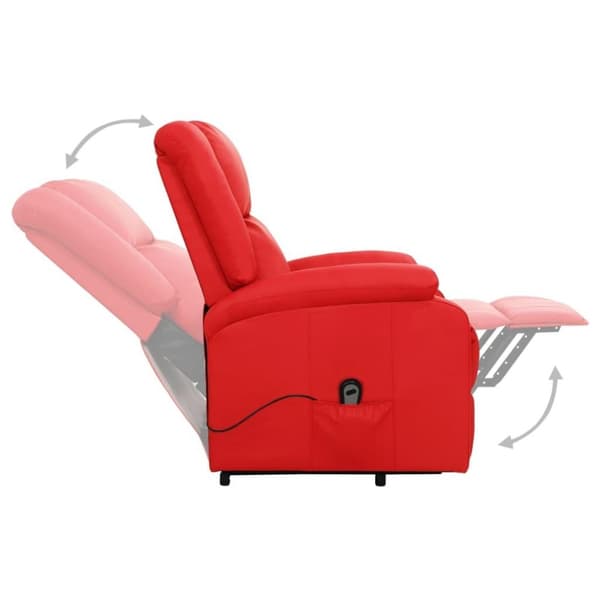 vidaXL Reclinerfåtölj med uppresningshjälp röd konstläder