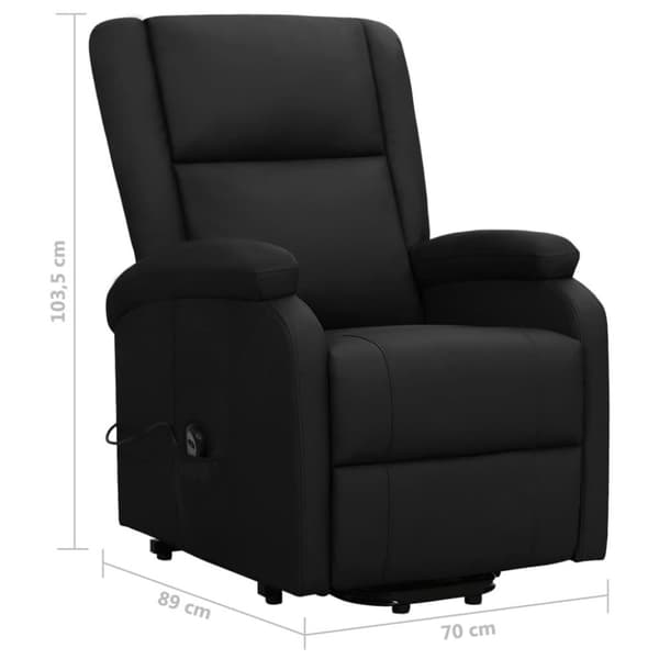vidaXL Reclinerfåtölj med uppresningshjälp svart konstläder