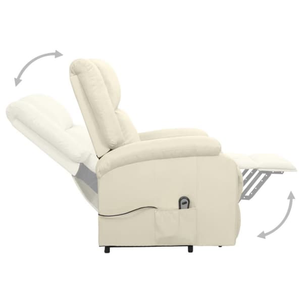 vidaXL Reclinerfåtölj med uppresningshjälp gräddvit tyg