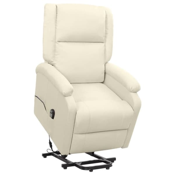 vidaXL Reclinerfåtölj med uppresningshjälp gräddvit tyg