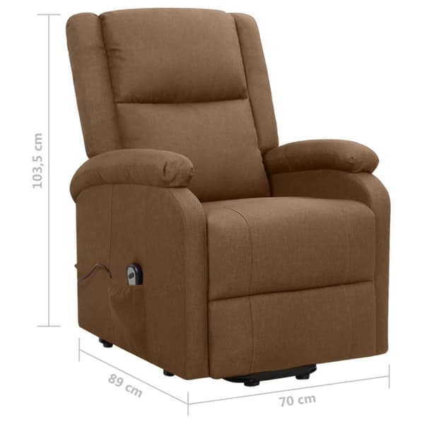 vidaXL Reclinerfåtölj med uppresningshjälp brun tyg