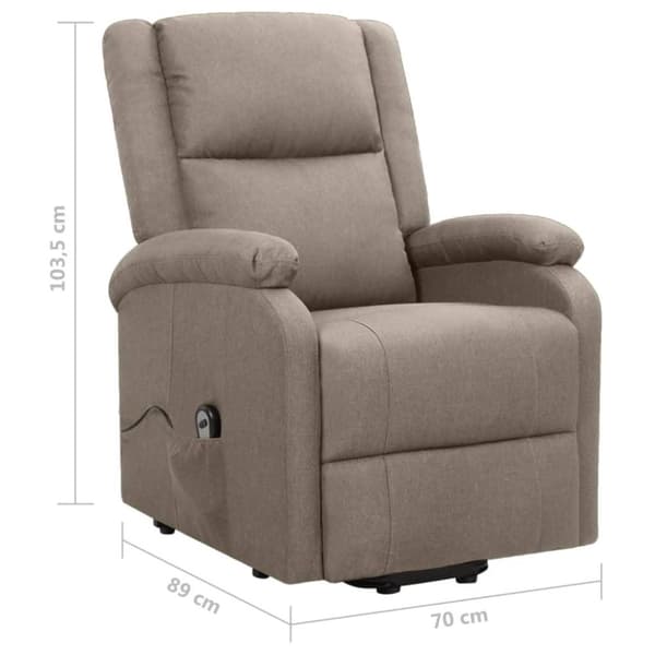 vidaXL Reclinerfåtölj med uppresningshjälp taupe tyg