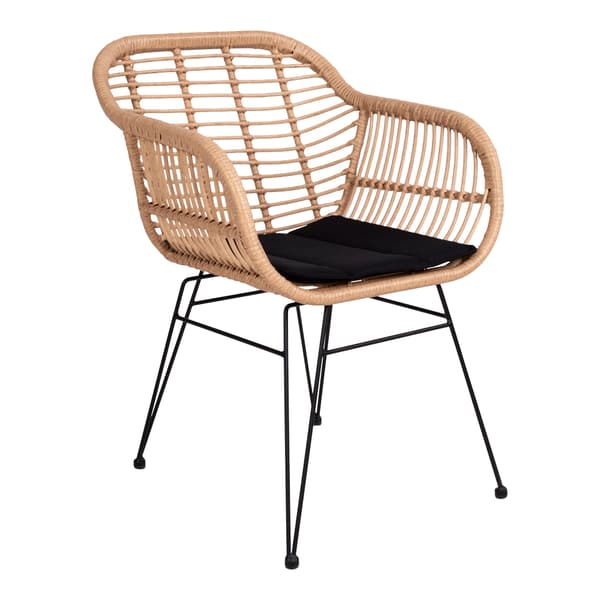 2 x Trish lenestol med pute, rattan natur.