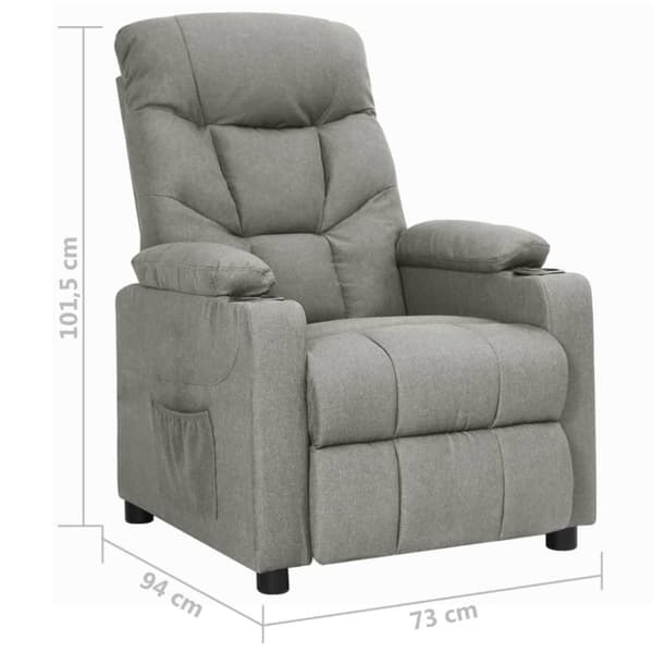 vidaXL Reclinerfåtölj ljusgrå tyg