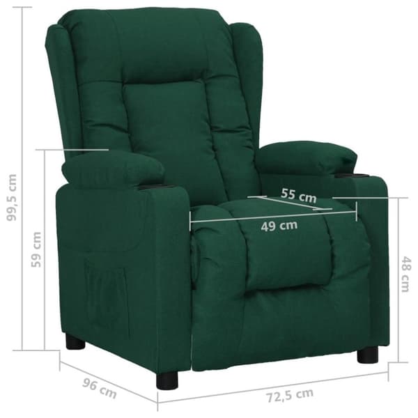 vidaXL Reclinerfåtölj mörkgrön tyg