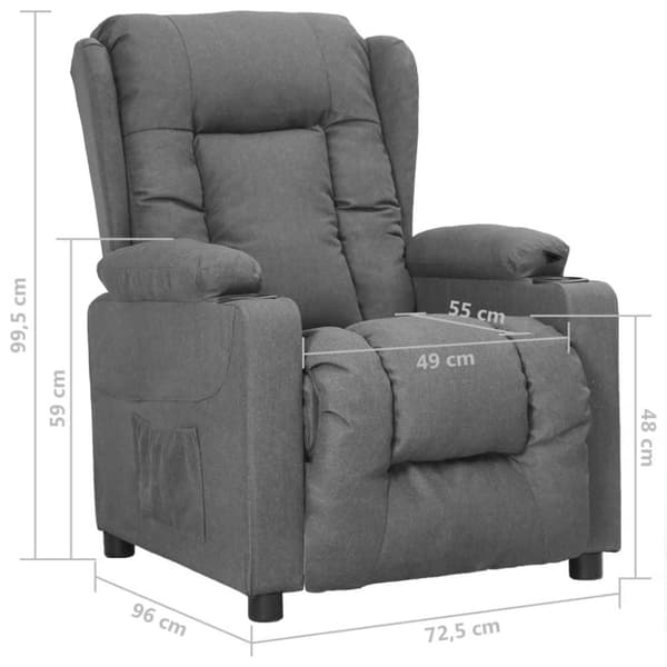 vidaXL Reclinerfåtölj ljusgrå tyg