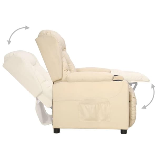 vidaXL Reclinerfåtölj gräddvit tyg
