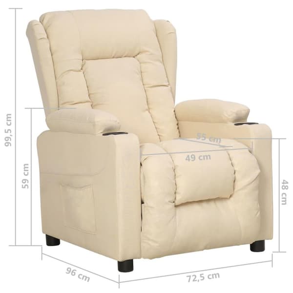 vidaXL Reclinerfåtölj gräddvit tyg