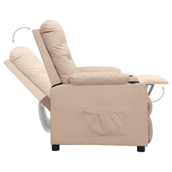 vidaXL Reclinerfåtölj gräddvit tyg