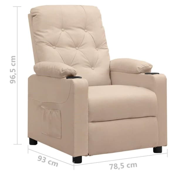 vidaXL Reclinerfåtölj gräddvit tyg