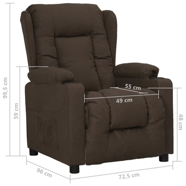 vidaXL Reclinerfåtölj mörkbrun tyg