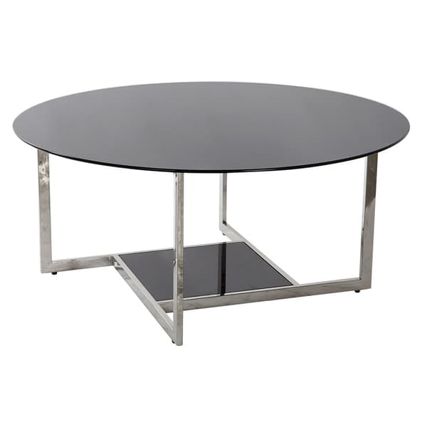 Sofabord DKD Home Decor Sort Sølvfarvet Krystal Stål Plastik 100 x 100 x 45 cm