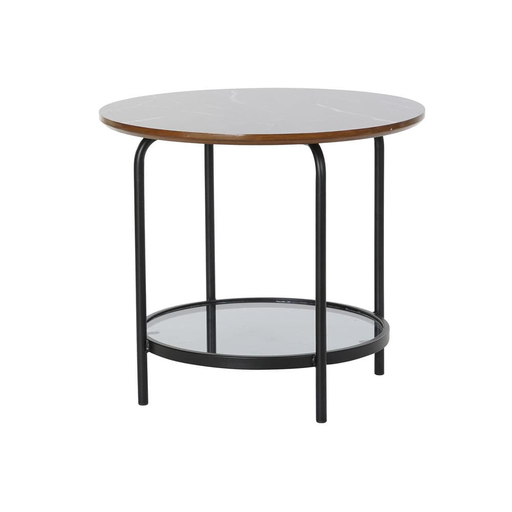 Sidobord DKD Home Decor Svart Trä Glas Järn (50 x 50 x 45 cm)