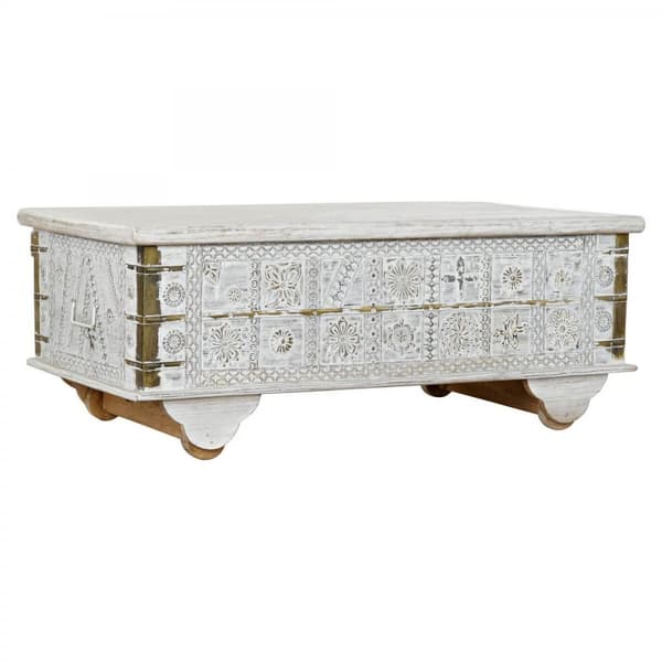 Sidobord DKD Home Decor MB-182010 Vit Gyllene Metall Mangoträ 115 x 60 x 45 cm