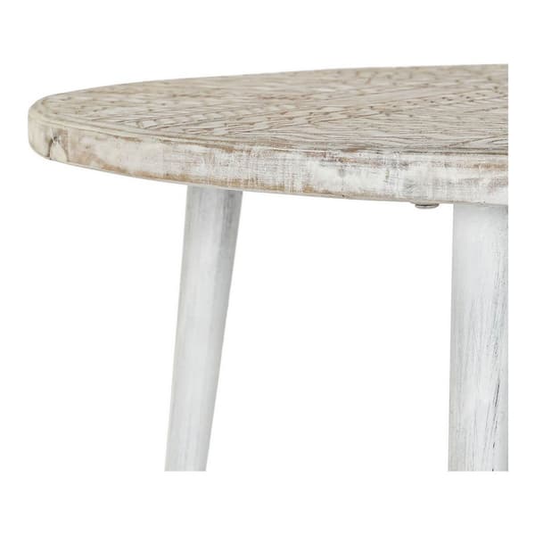 Sidebord DKD Home Decor 8424001820115 75 x 75 x 50 cm Gyllen Metall Hvit Treverk av mangotre (75 x 75 x 50 cm)