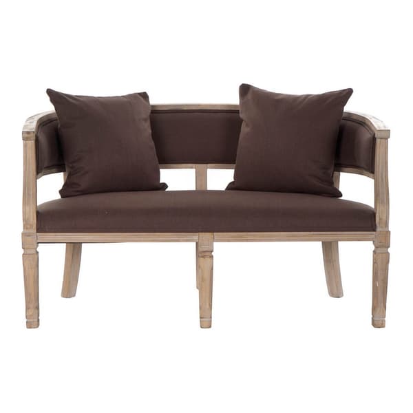 Soffa DKD Home Decor Brun linne Gummiträ Traditionell (122 x 69 x 72 cm)