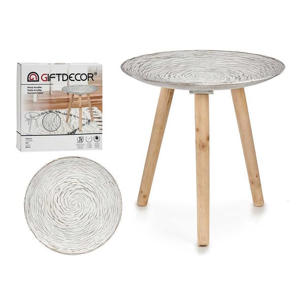 Sofabord Spiraler 40 x 39 x 40 cm Træ Brun Hvid