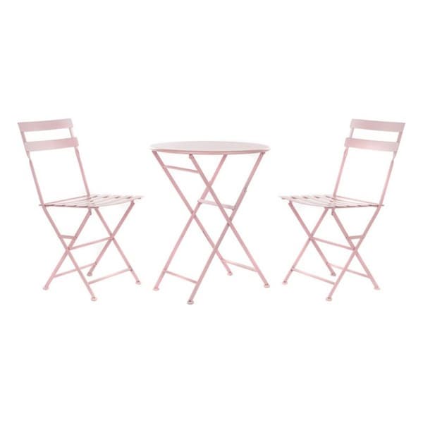 Bordsett med 2 stoler DKD Home Decor MB-177410 Rosa 60 x 60 x 75 cm (3 pcs)