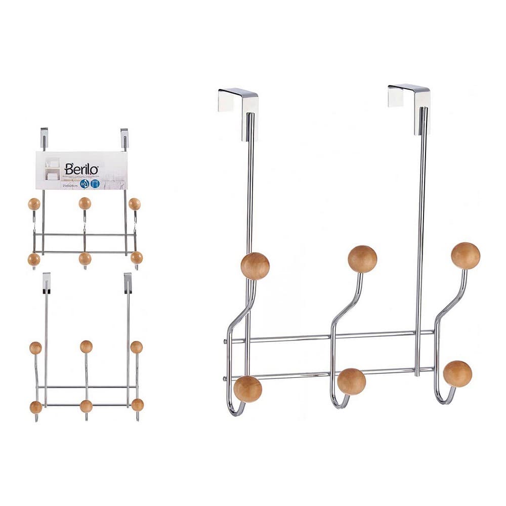 Dörrhängare Silvrig Brun Metall Trä (19 x 9 x 28 cm)
