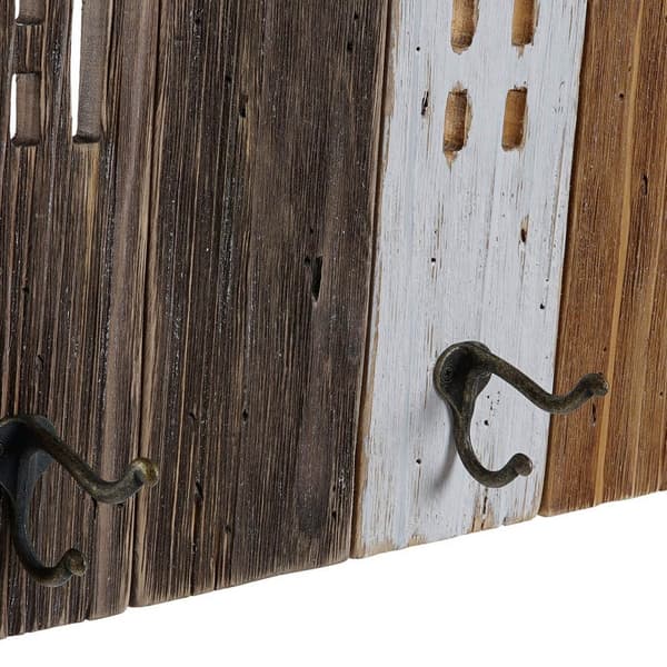 Knagerække til væggen DKD Home Decor Metal Huse 91 x 9,5 x 29,5 cm