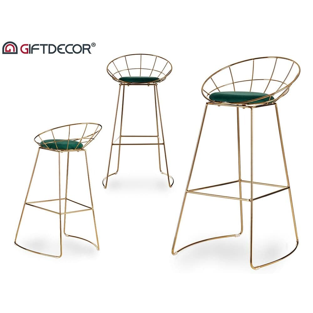 Sittpall Gyllene Grön Polyester Järn (51 x 94 x 52 cm)
