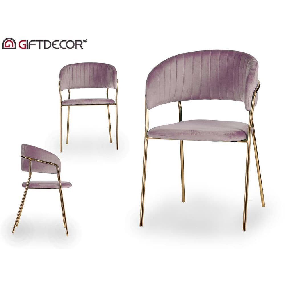 Stol Rosa Gyllene Polyester Järn (49 x 80,5 x 53 cm)