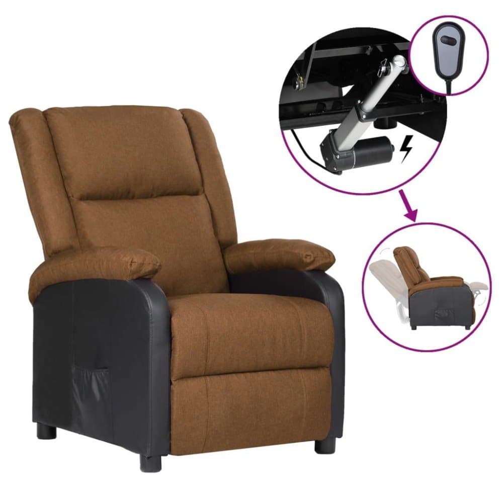 vidaXL Reclinerfåtölj med elektronisk motor taupe konstläder och tyg