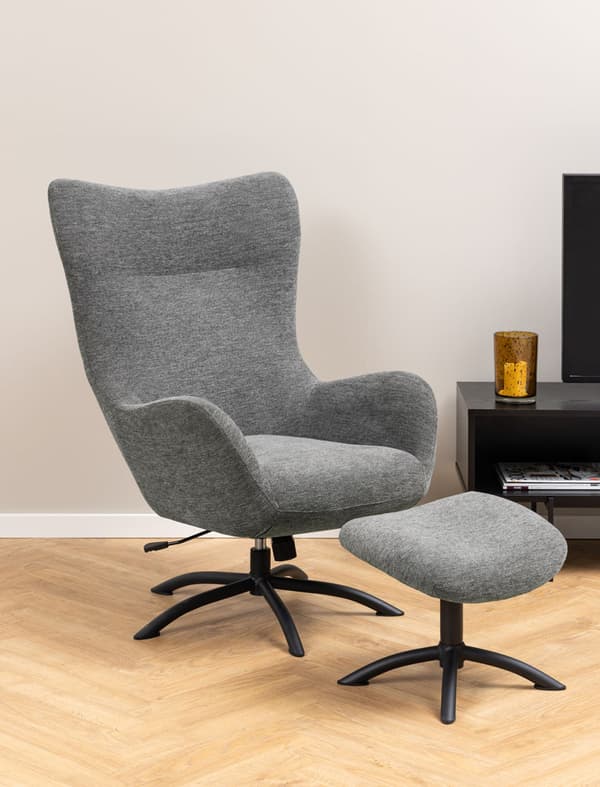 Talgarth lænestol recliner med fodskammel antracit, sort.