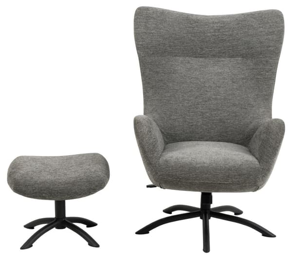 Talgarth lænestol recliner med fodskammel antracit, sort.