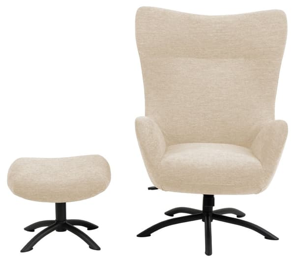Talgarth lænestol recliner med fodskammel cremefarvet, sort.