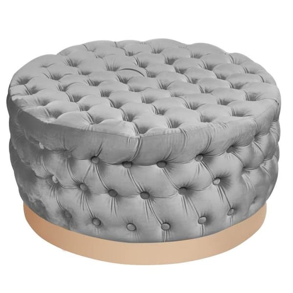 Fotstøtte DKD Home Decor Grå Polyester Tre MDF (78 x 78 x 40 cm)