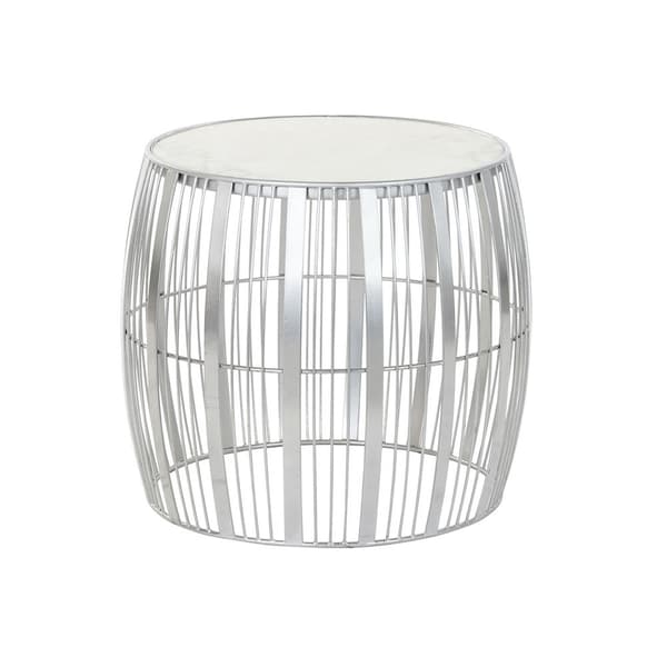 Sofabord DKD Home Decor Hvid Marmor Jern Sølvfarvet (46 x 46 x 41 cm)