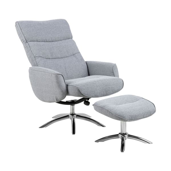 West recliner lenestol inkl. puff i lys grå stoff.