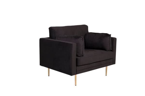 Boom lenestol velour svart.