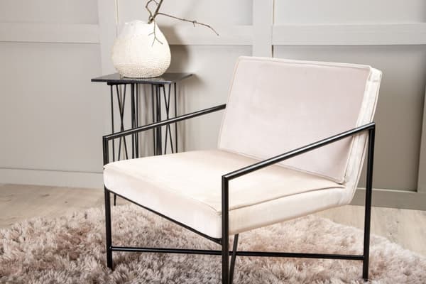 Rakel lænestol velour beige.