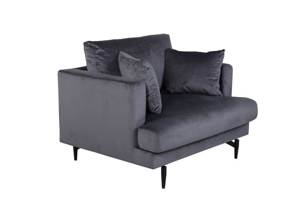 Sofia fåtölj velour mörkgrå.