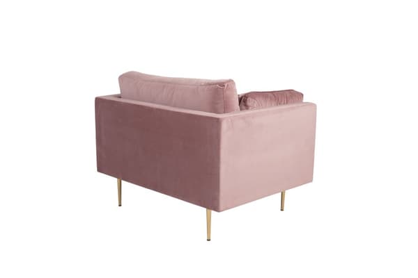 Boom lænestol velour støvetpink.