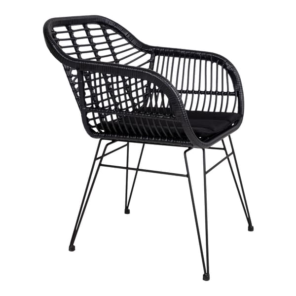 2 x Trish lenestol med pute, rattan svart.