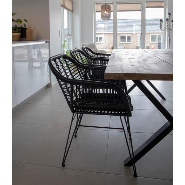 2 x Trish lenestol med pute, rattan svart.