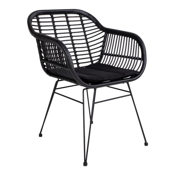 2 x Trish lenestol med pute, rattan svart.