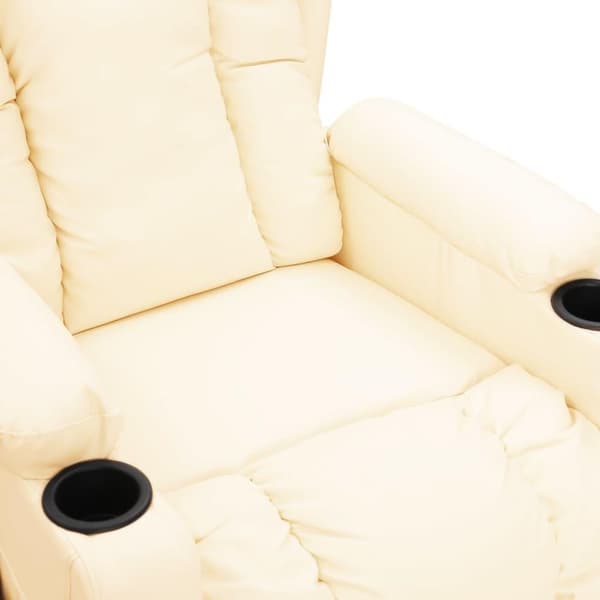 vidaXL Reclinerfåtölj med uppresningshjälp gräddvit konstläder