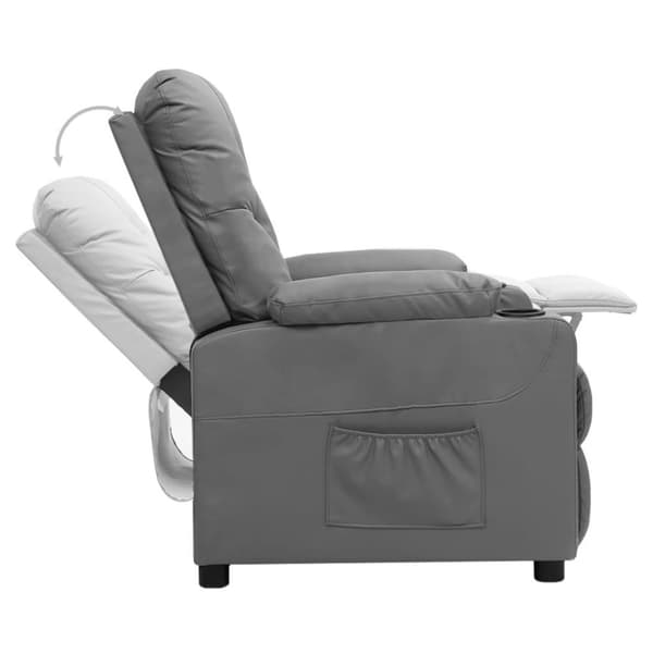 vidaXL Reclinerfåtölj med uppresningshjälp grå konstläder