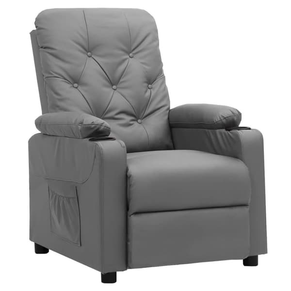 vidaXL Reclinerfåtölj med uppresningshjälp grå konstläder
