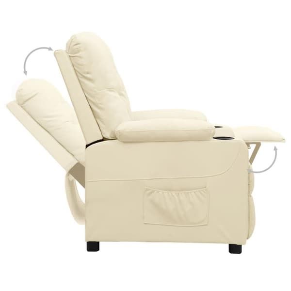 vidaXL Reclinerfåtölj med uppresningshjälp gräddvit konstläder