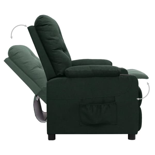 vidaXL Reclinerfåtölj med uppresningshjälp mörkgrön tyg