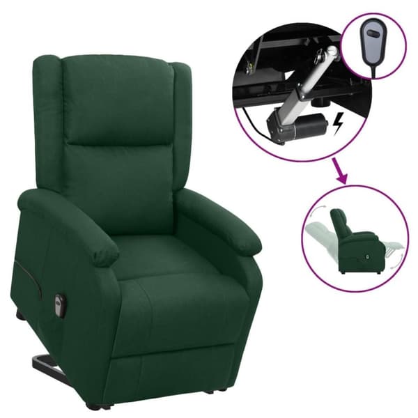 vidaXL Reclinerfåtölj med uppresningshjälp mörkgrön tyg