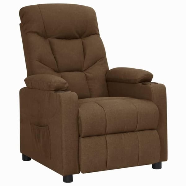vidaXL Reclinerfåtölj med uppresningshjälp brun tyg