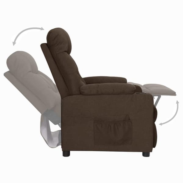 vidaXL Reclinerfåtölj med uppresningshjälp mörkbrun tyg