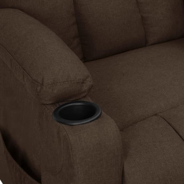 vidaXL Reclinerfåtölj med uppresningshjälp mörkbrun tyg