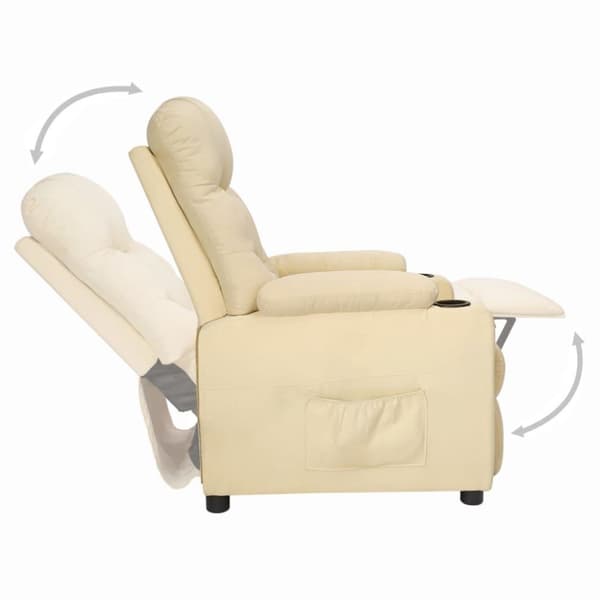 vidaXL Reclinerfåtölj med uppresningshjälp gräddvit tyg
